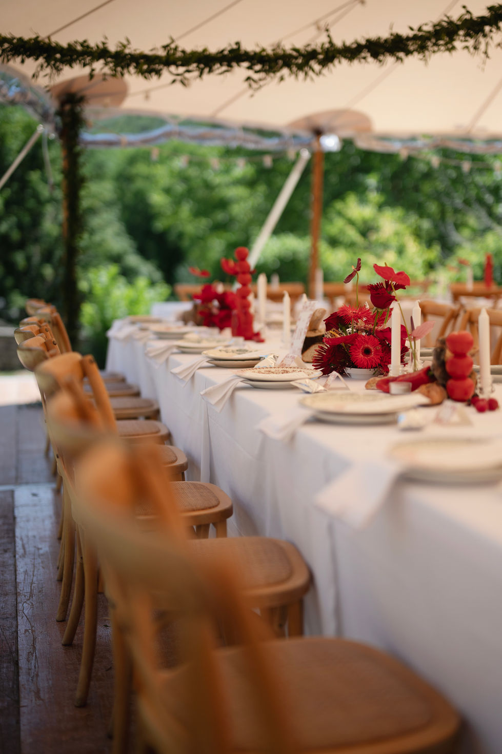 Centre de table fleurs et légumes