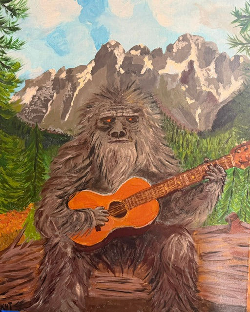 Bigfoot Unplugged an original painting by Michigan artist Karen Houghton Teeter