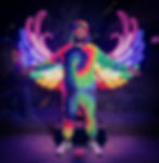 Beautiful neon wings installation