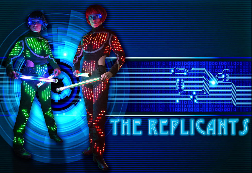 Led performers, The Replicants posing for guests at a corporate events at The Star Casino. With Abigail Portwin and Zoe Braithwaite