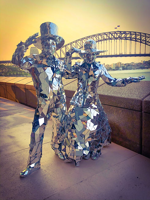 The Mirror Costume, Mirror People, Mirror Man and Lady roving entertainment for hire