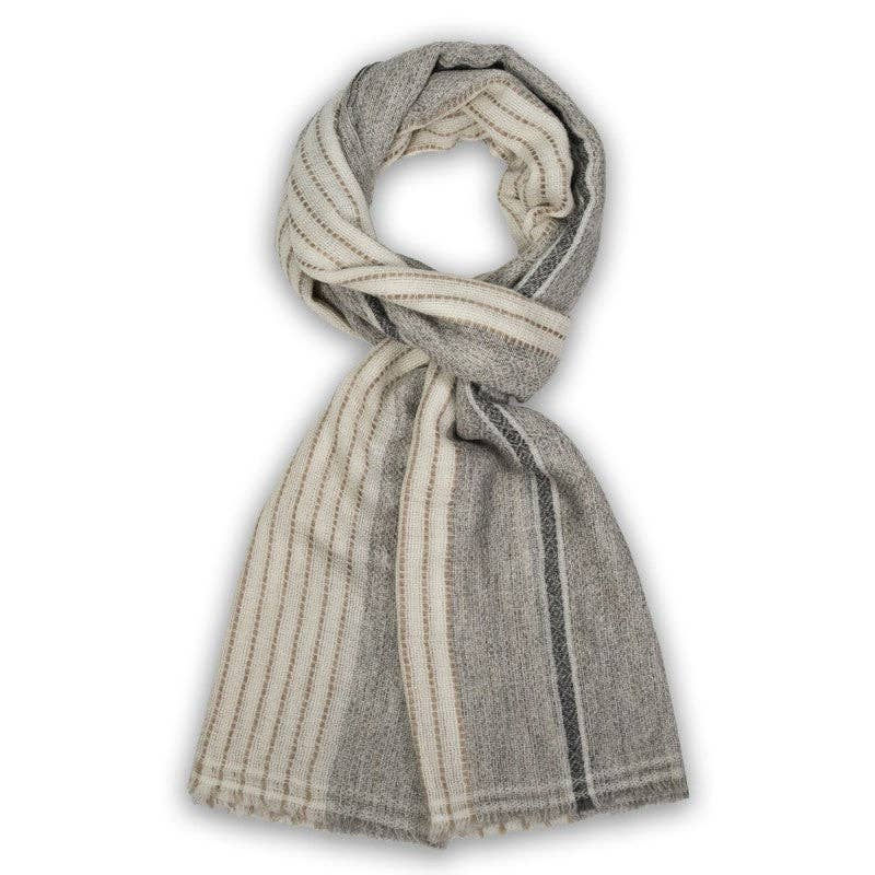 Natural Cashmere Scarves with stripes