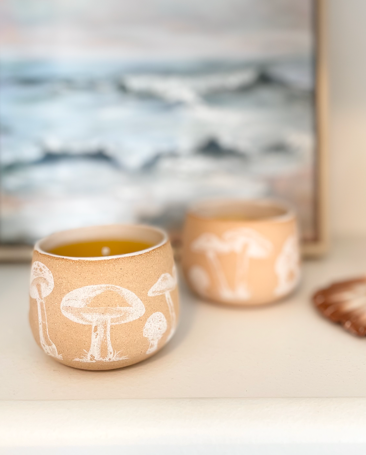 Mushroom Cup Beeswax Candle