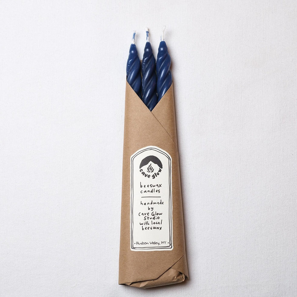 Cave Glow Studio - Indigo Beeswax Taper Candles Set of 3