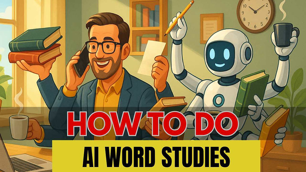 a pastor using AI to do word studies cartoon version