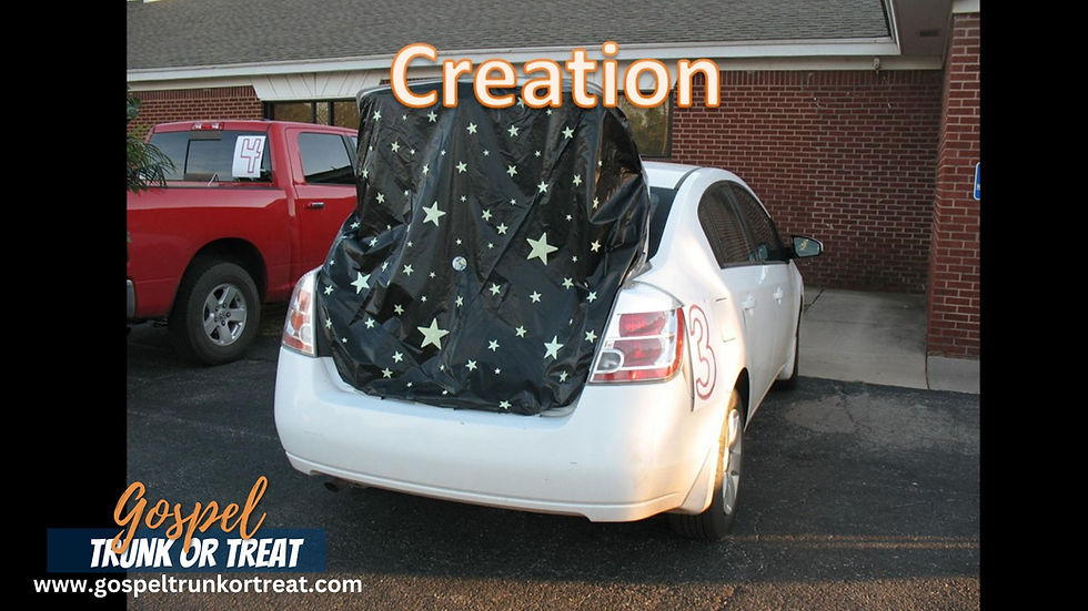 simple trunk or treat trunk from the Bible story of creation