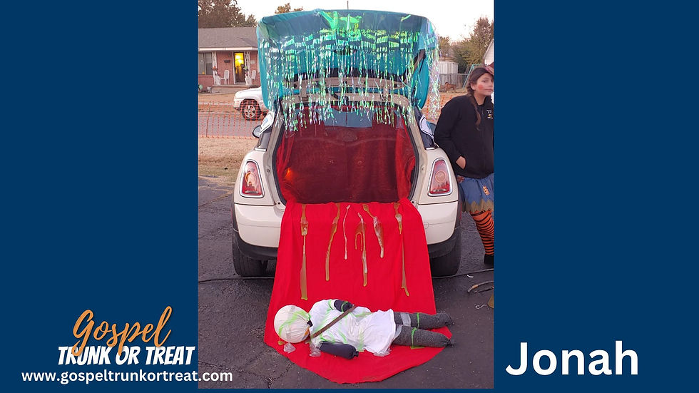 Trunk or treat decoration idea for Jonah Bible story