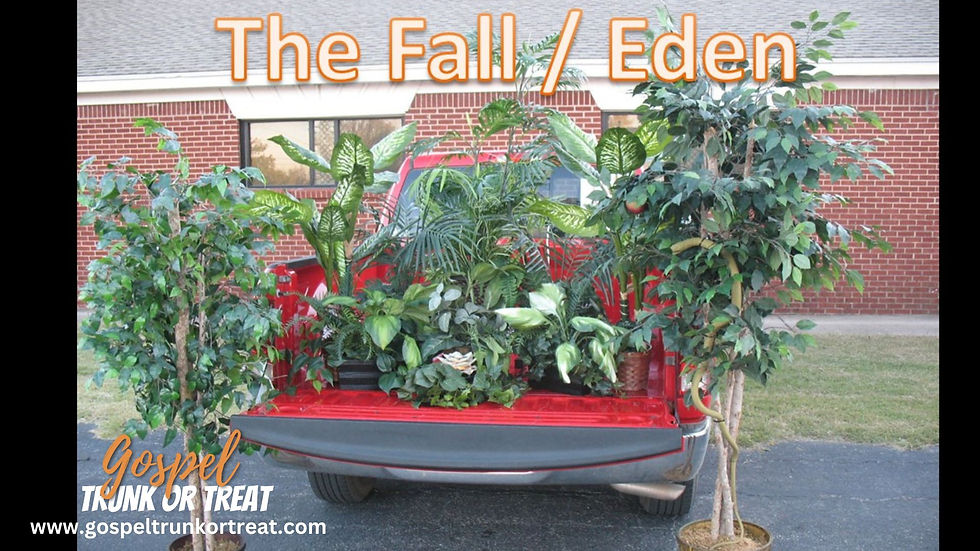 example trunk or treat trunk from Garden of Eden genesis 1