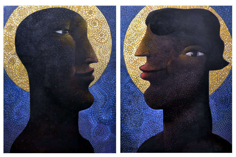Nazir Tanbouli, Adam and Eve, 2019, Acrylic on canvas, 120 x 160 cm each