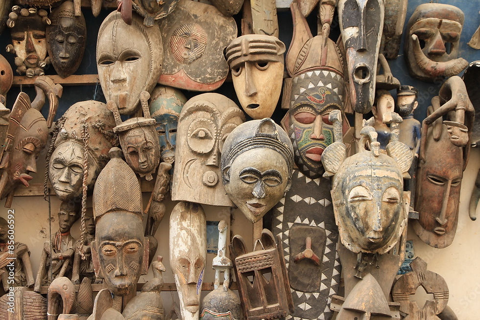 An assortment of African masks