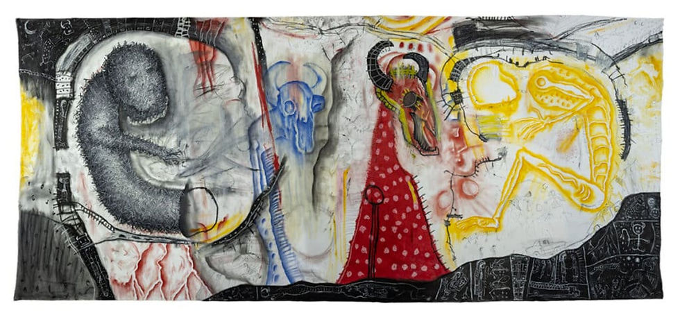 Where Was Your Star?, 2022, Oil, oil paint stick, charcoal, pencil on canvas, 72” x 170” in