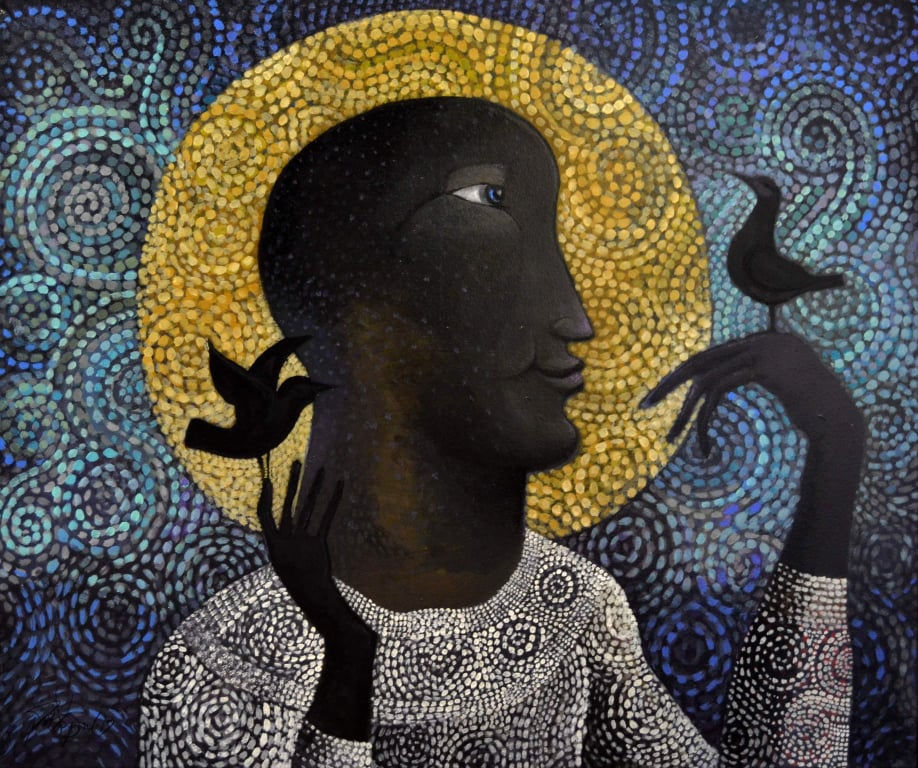 Nazir Tanbouli, The Sufi, 2019, Acrylic on canvas, 100 x 120 cm