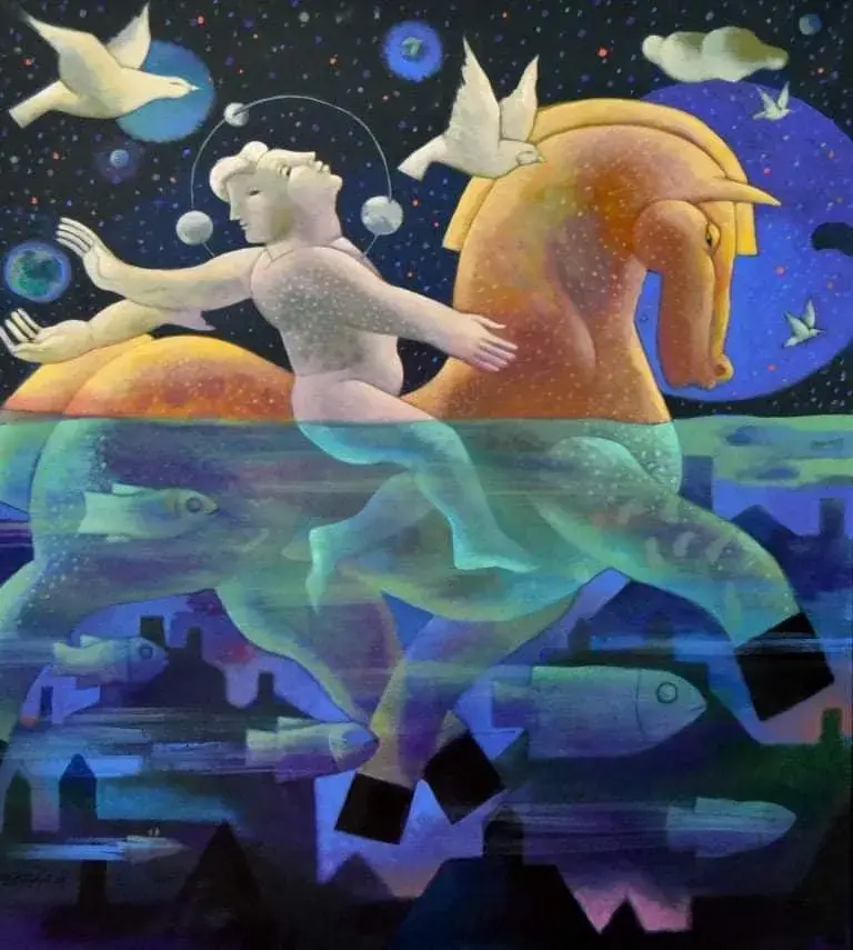 Nazir Tanbouli, Untitled work, 2021, Acrylic on canvas (from "Dawn of a New Day" exhibition)