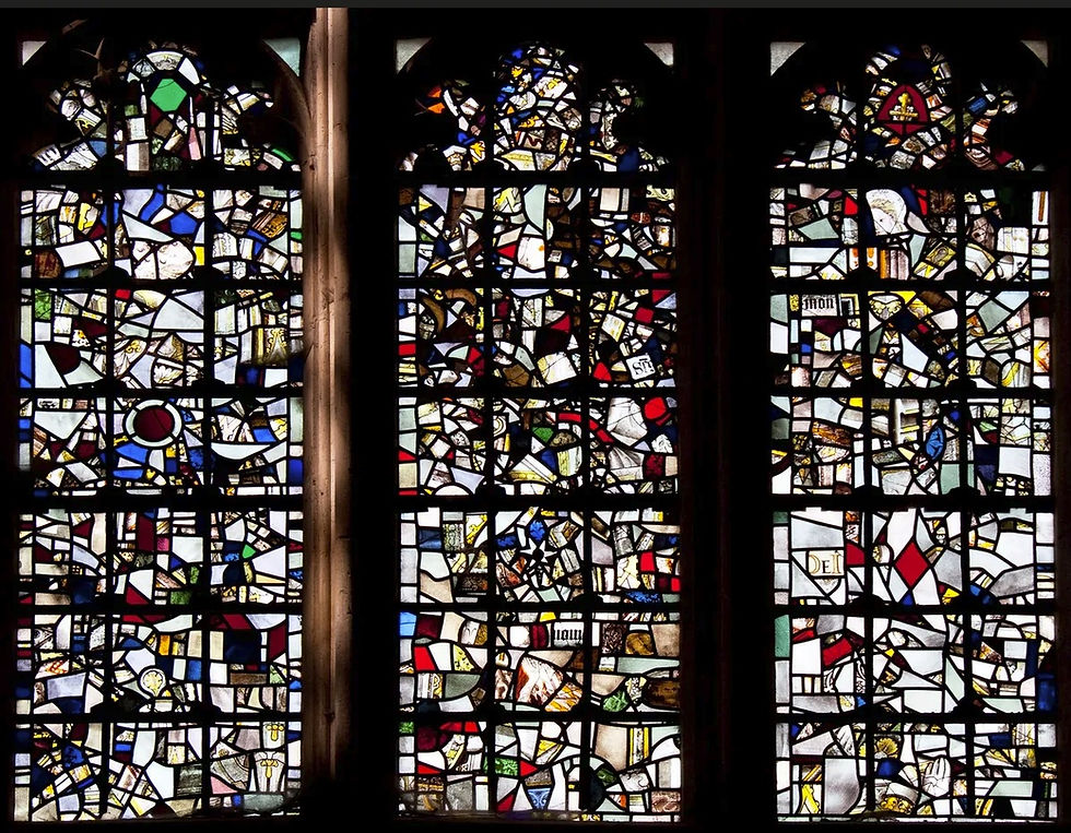 Detail of the Great West Window (Mosaic Window) at Winchester Cathedral, England