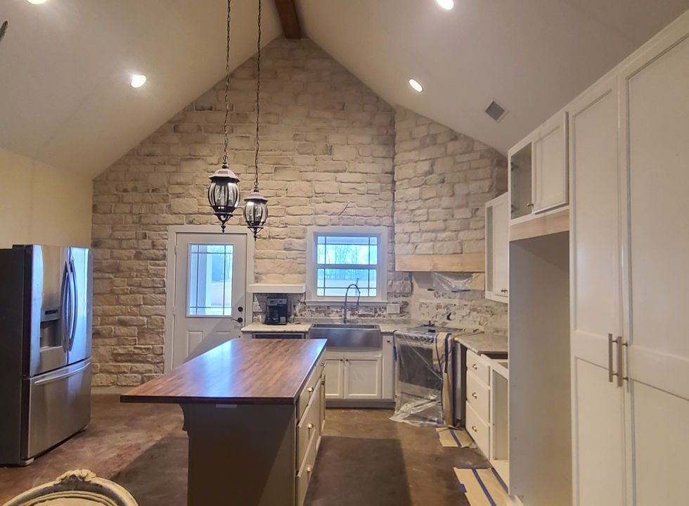 Austin Cobblestone Wall in Kitchen