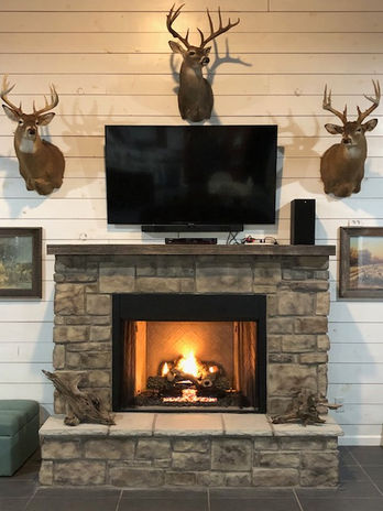 stone veneer fireplace