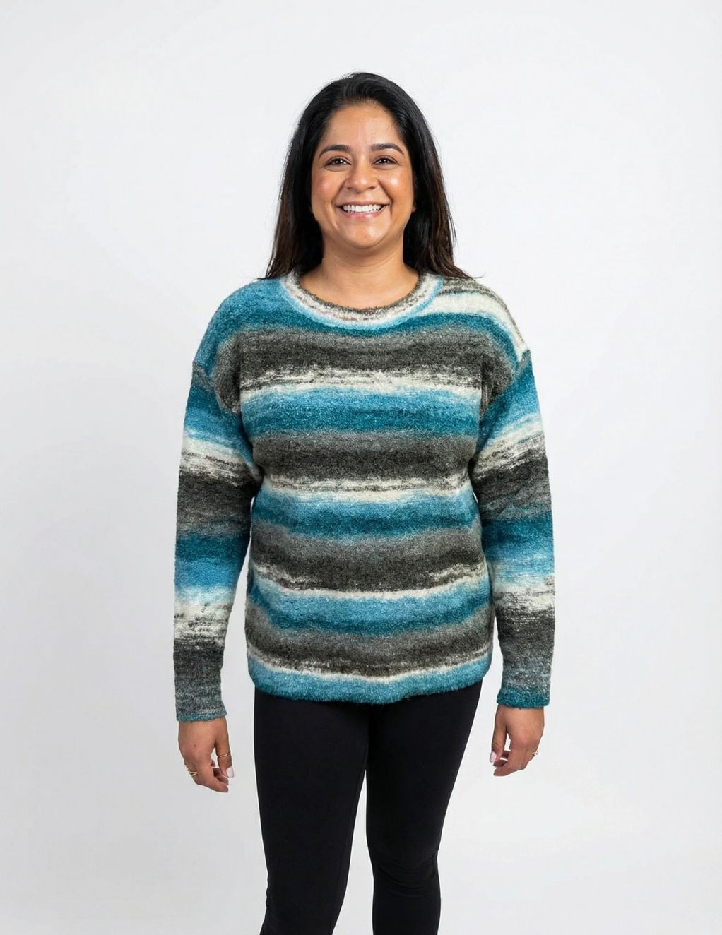 Teal and Grey Stripe Sweater