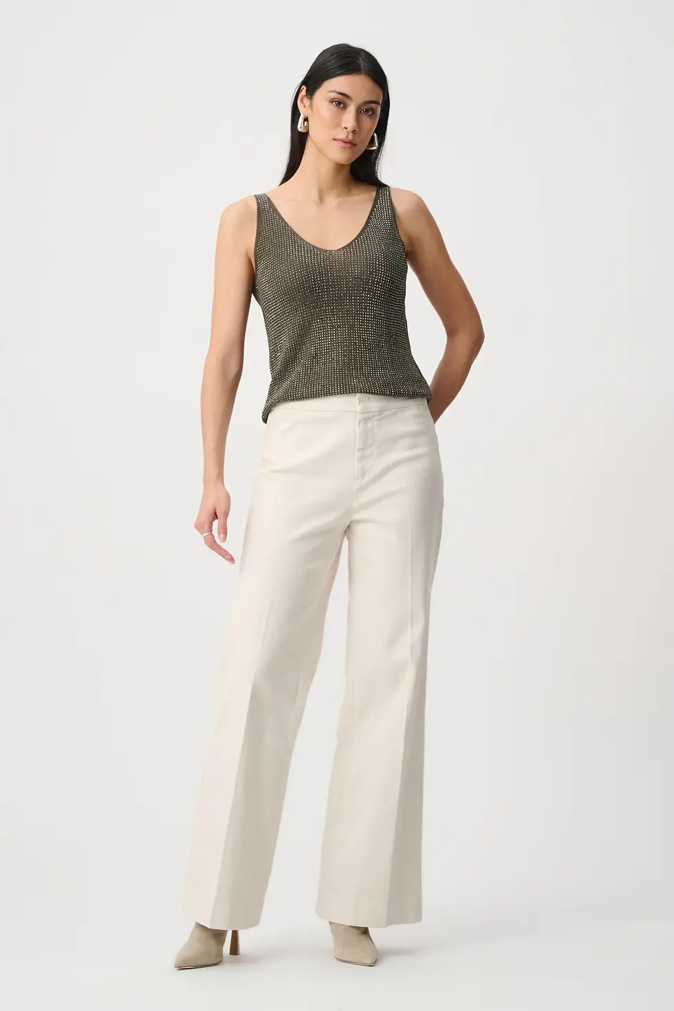 Thumbnail: Metallic Knitted Camisole with Rhinestones
