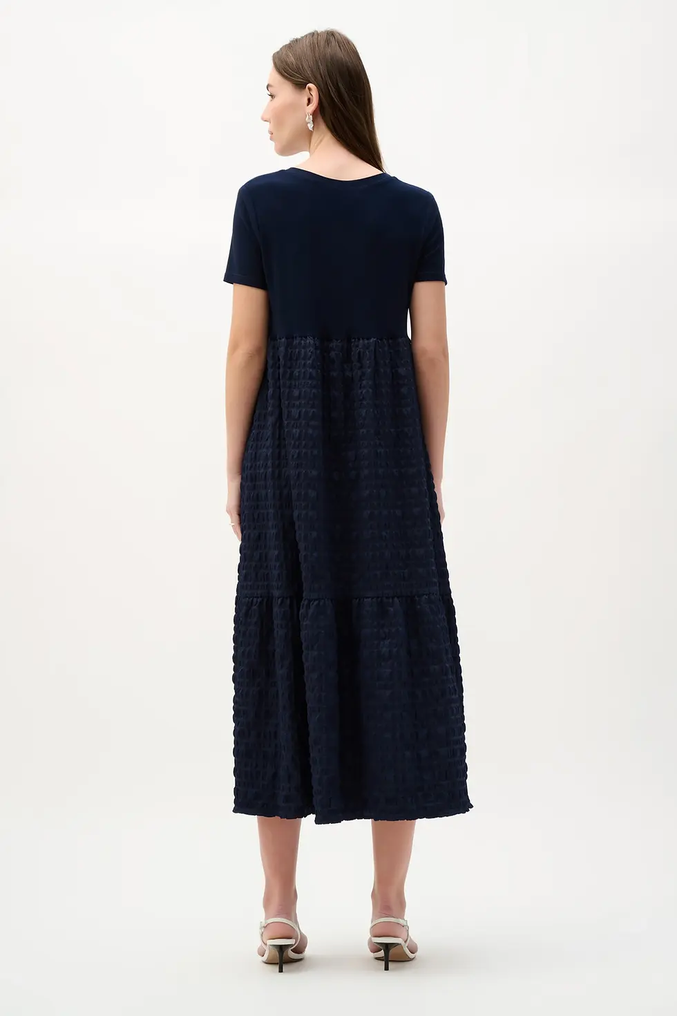 Thumbnail: Navy Bubble Jacquard Trapeze Dress by Joseph Ribkoff