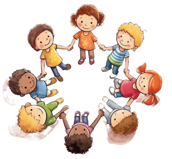 bambini-felici-del-fumetto-che-si-tengon