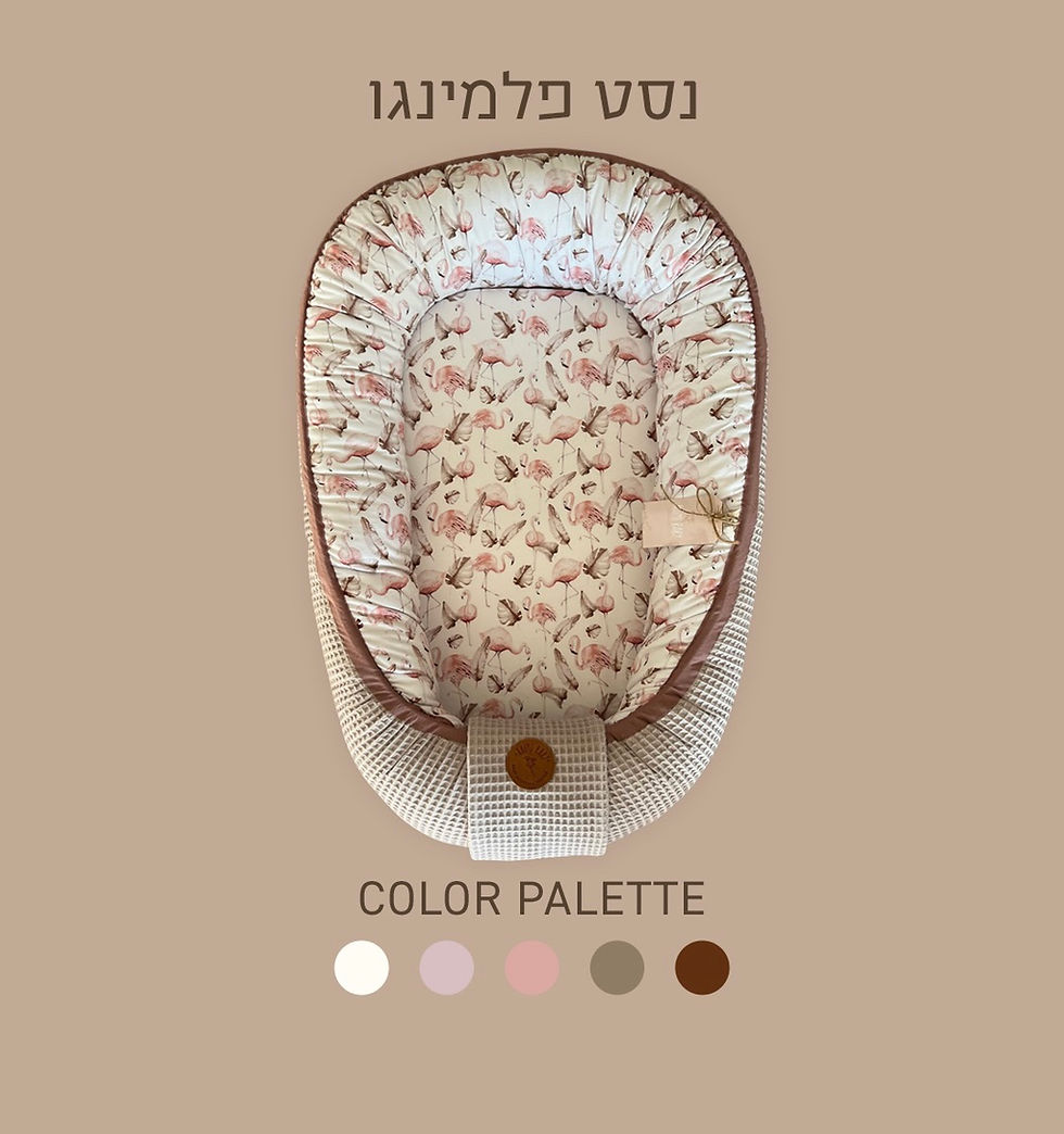 בייבי נסט - ג'רסי כותנה אורגנית פלמינגו חלבי ופיקה חול עם פס חיבור חום