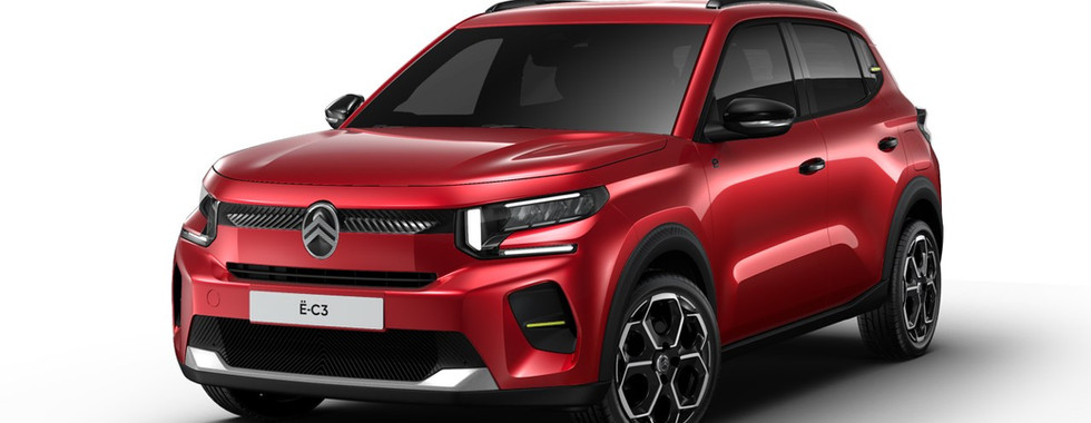 La nouvelle Citroën C3 électrique en finition Max dans une teinte rouge vue de devant