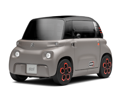 Front view of the new Citroën Ami 2024 in Night Sepia colour.