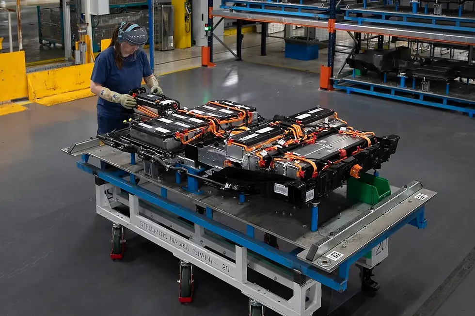 A Citroën C4 battery at the Stellantis plant in Madrid
