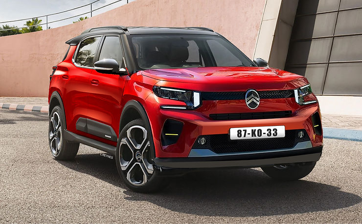 An illustration of the new Citroën C3 Aircross 2024 seen from the front