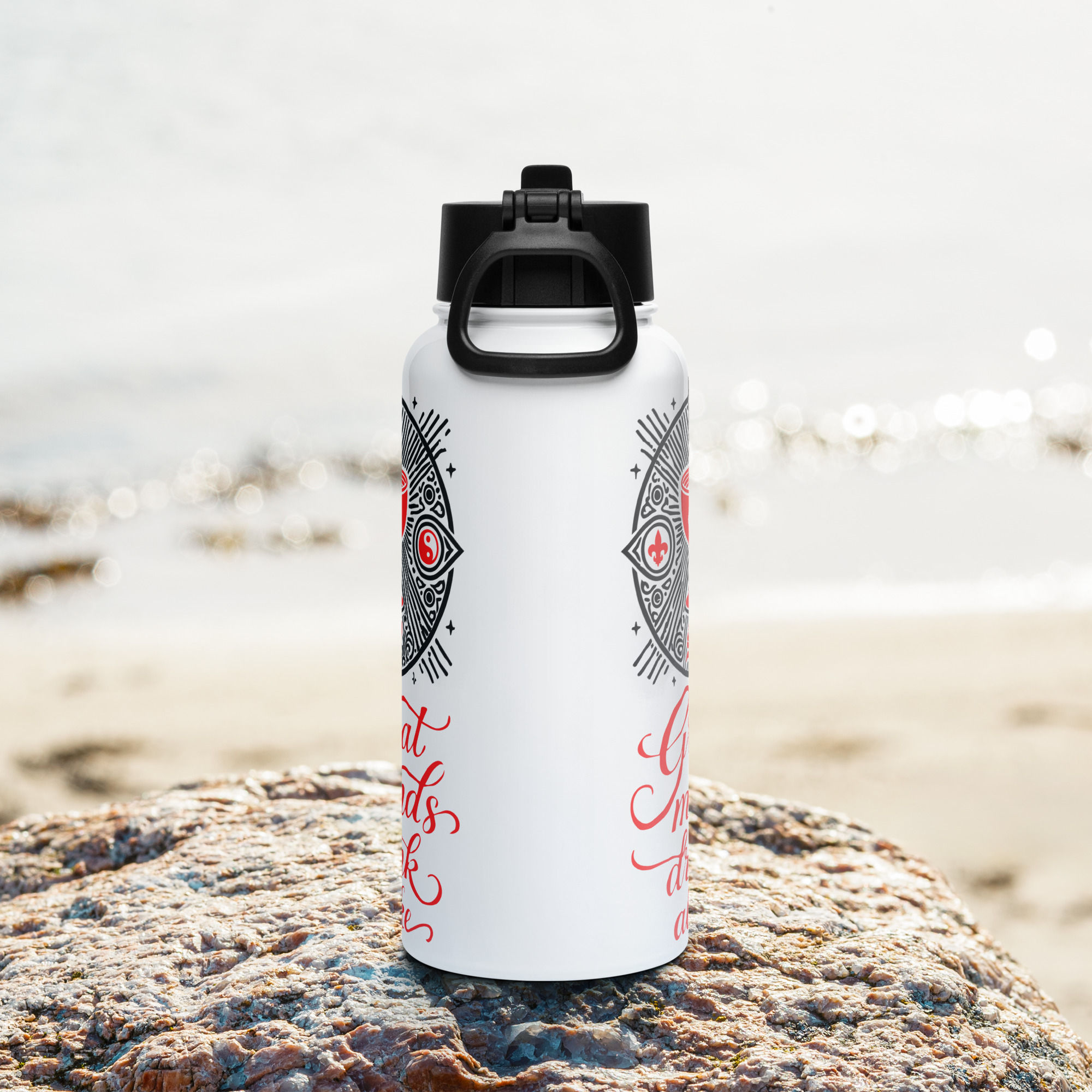 Great Minds Drink Alike Stainless steel water bottle with a straw lid