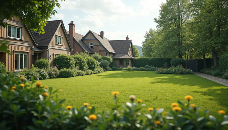 Eye-level view of a residential plot showing clear boundaries and a well-planned layout