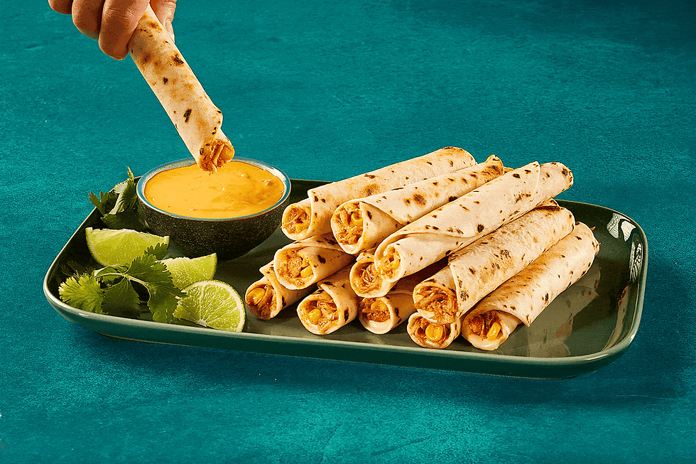 Thumbnail: Spicy Chicken & Cheese Taquitos with Queso