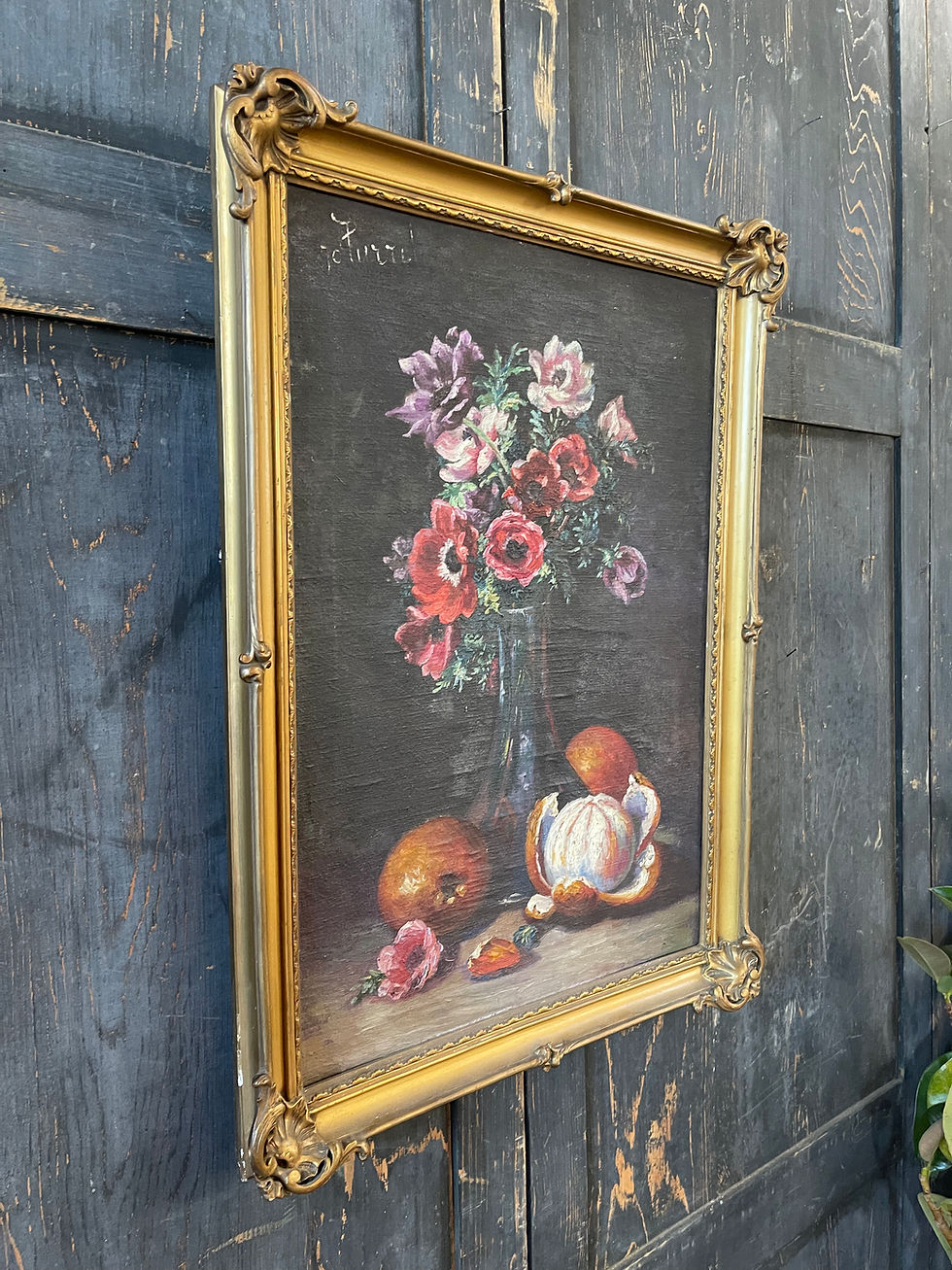 Miniature : Peinture à l’huile nature morte Anémones 