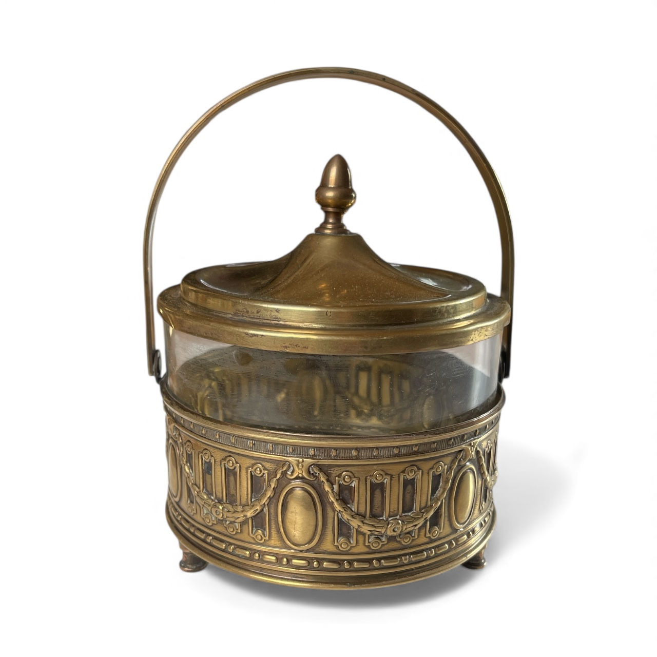 Sucrier en verre et laiton 