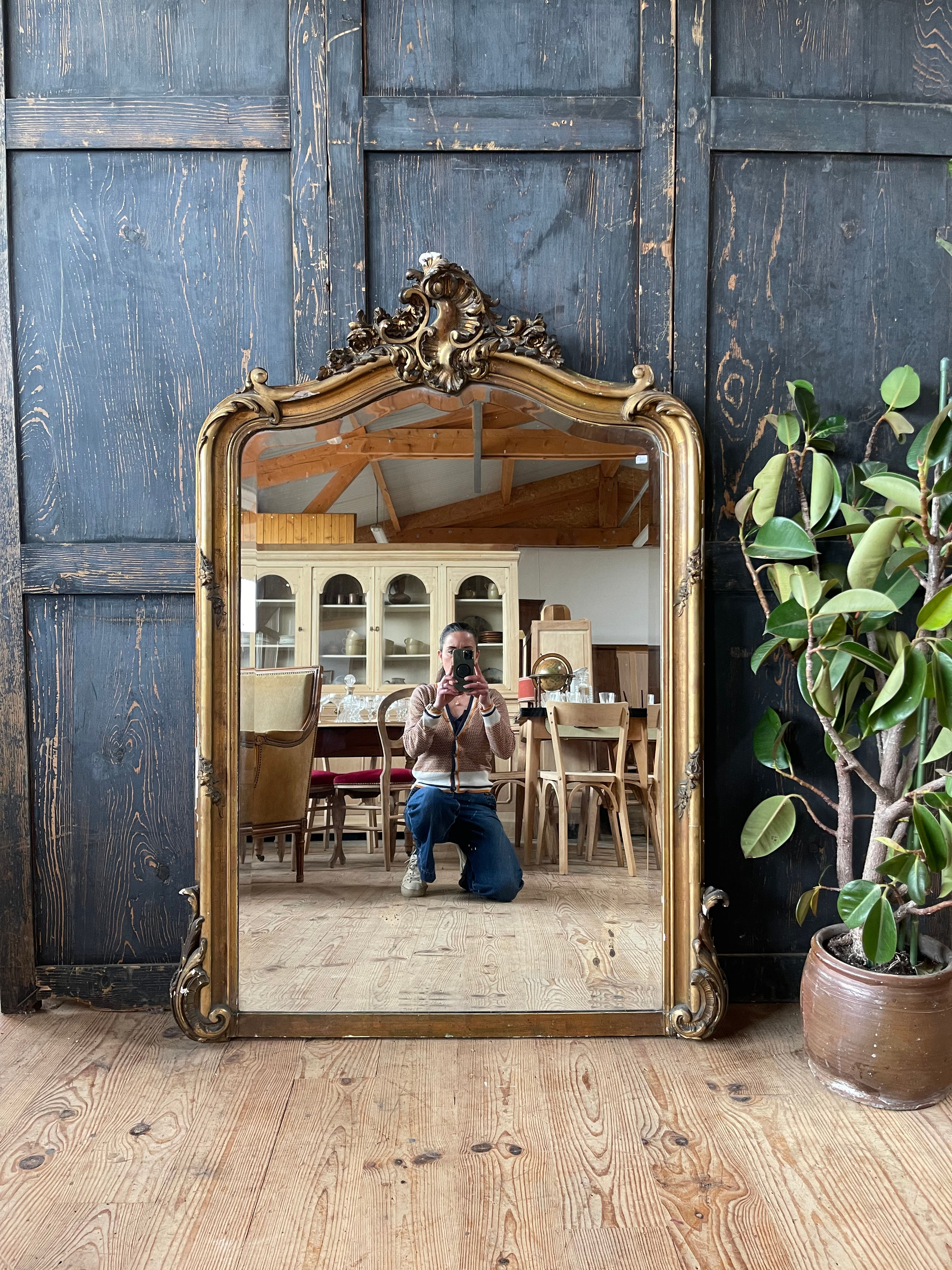 Miroir rocaille doré 