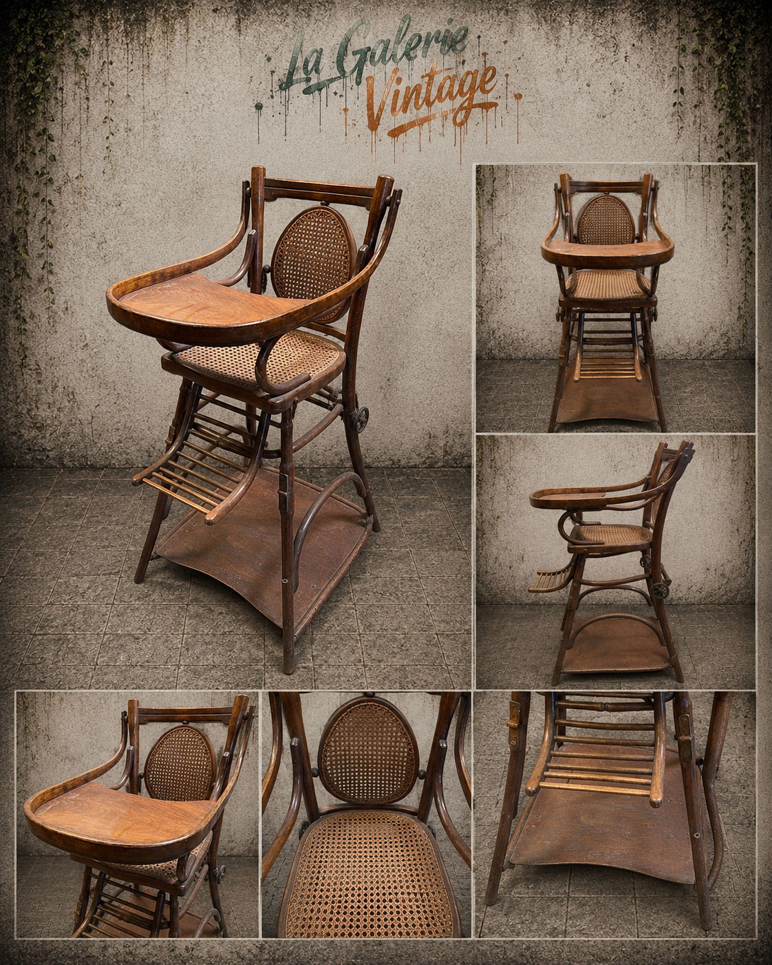 Ancienne chaise haute pour enfant