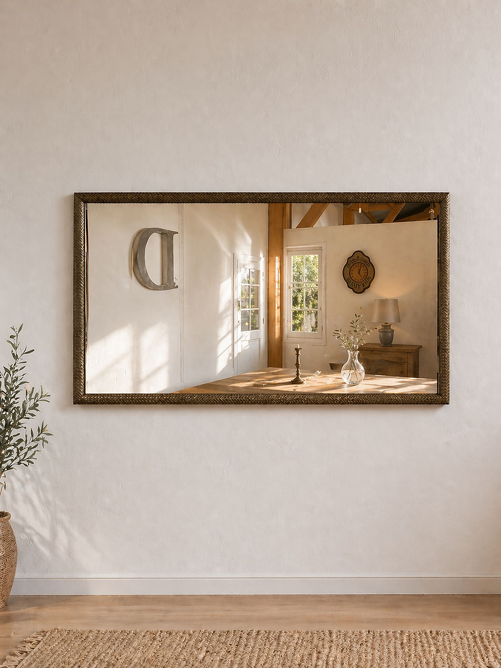 Miniature : Grand miroir doré cadre gaufré années 40 