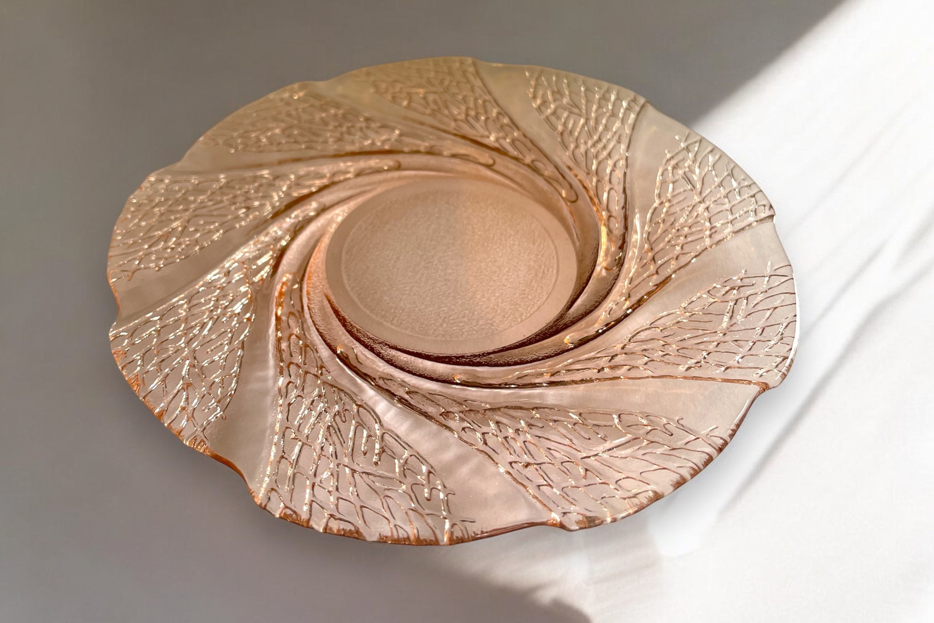 Lot de 5 assiettes à dessert torsadées verre Rosaline 