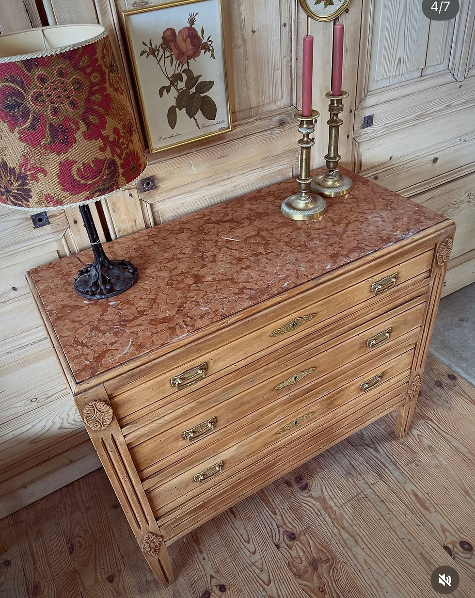 Miniature : Commode Art déco en noyer & marbre corail ✨
