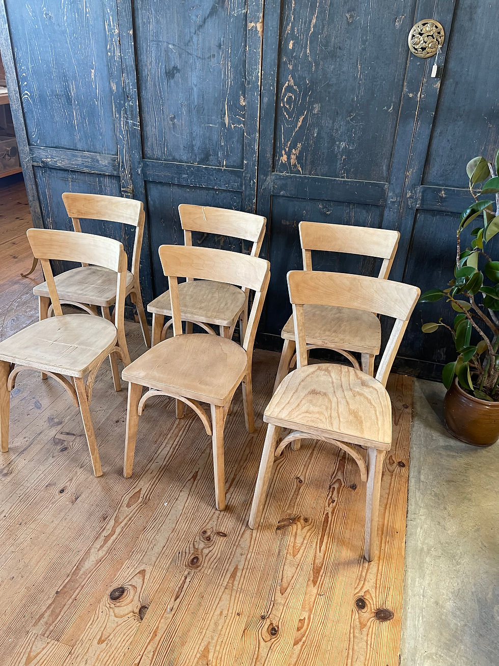 Miniature : Ensemble de 6 chaises bistrot en hêtre décapées 