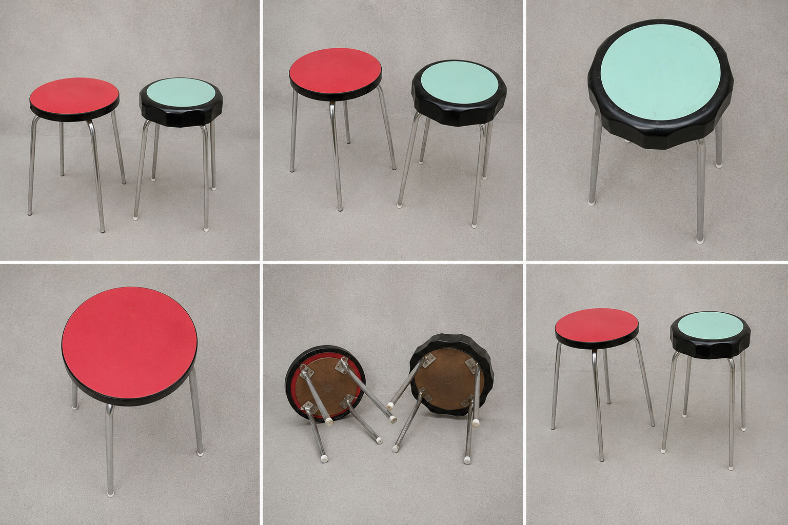 Ensemble de deux tabourets vintages