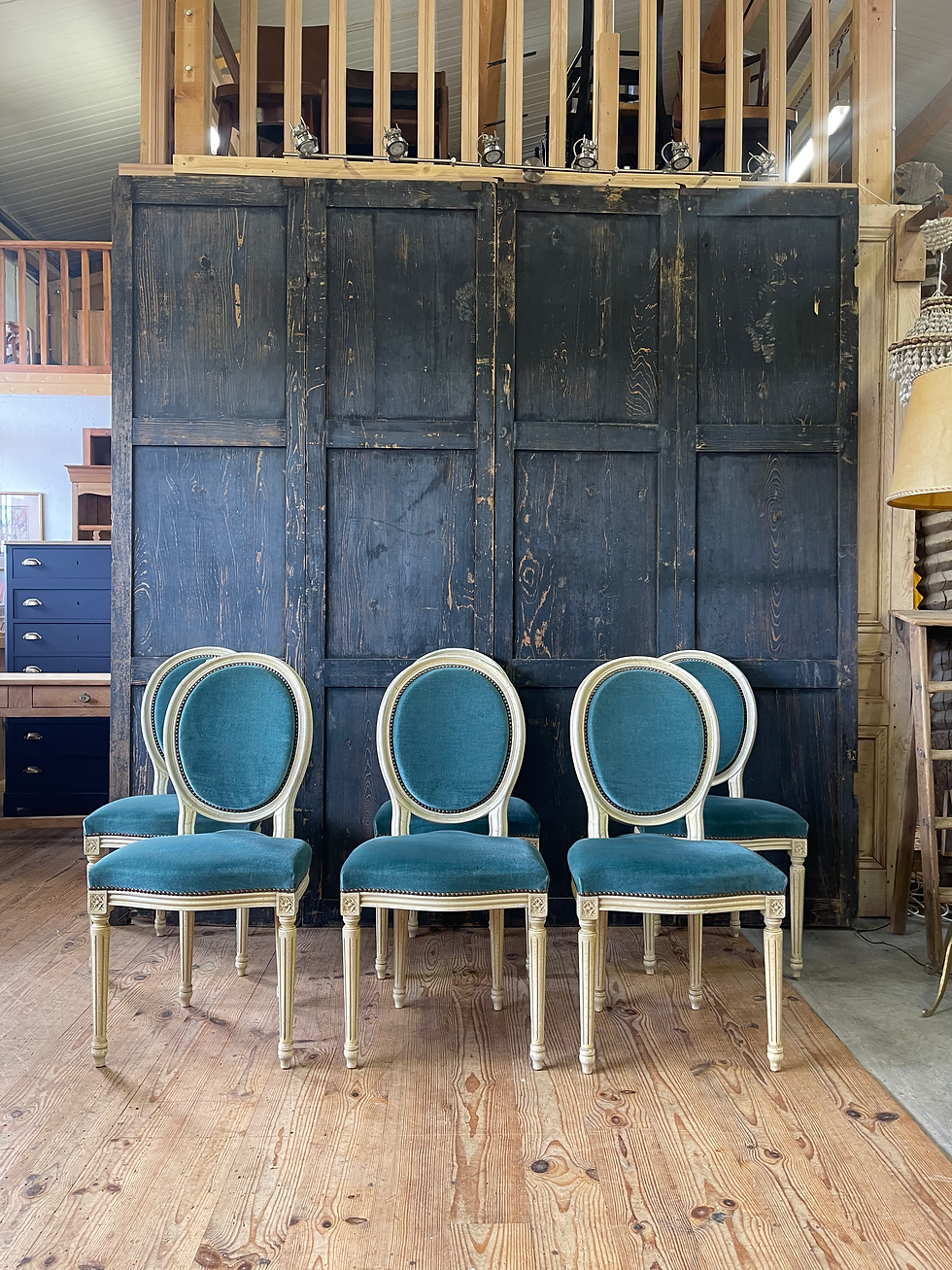 Miniature : Ensemble de 6 chaises médaillons bleues 