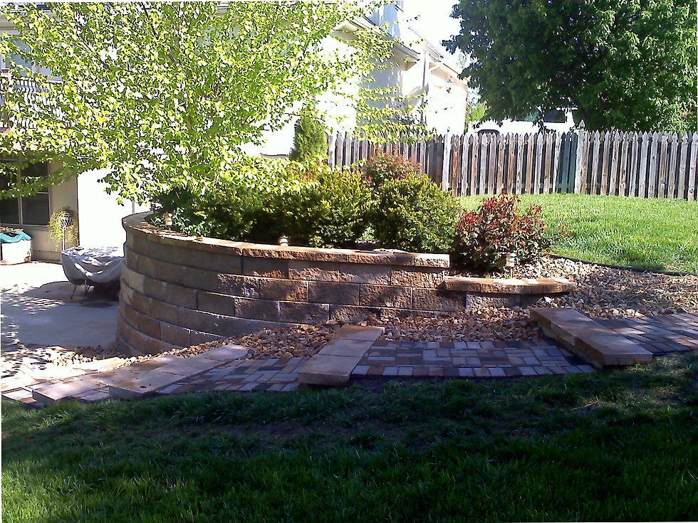 Wall and paver walkway with landings
