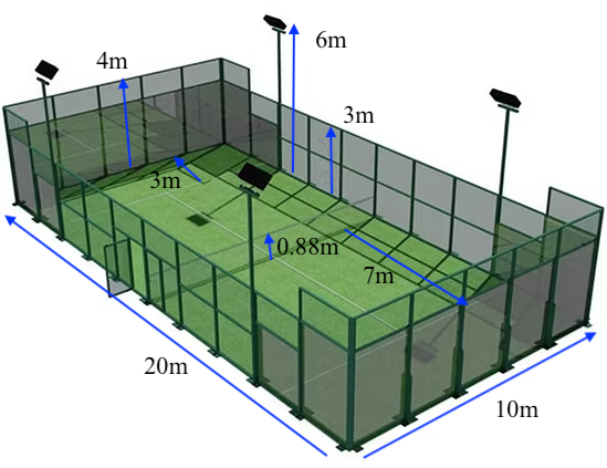 Padel court dimension in meters
