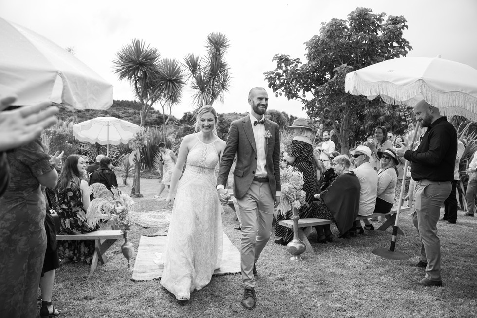 Bride and groom exit