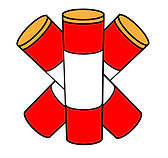 Three Provac Sharps Safes arranged to make a six-pointed star shape.