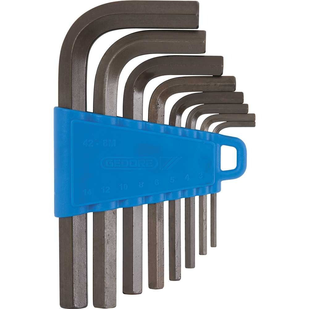 JOGO DE CHAVES HEXAGONAIS (ALLEN) CURTA 3,0 MM A 14,0 MM 8 PEÇAS 012102 GEDORE