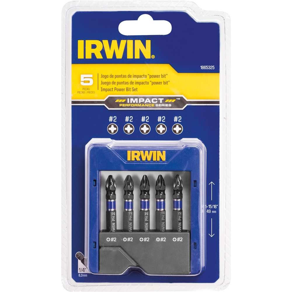 JOGO DE BITS/PONTEIRA PHILLIPS COM ENCAIXE 1/4" IMPACT 5 PEÇAS 1865325 IRWIN