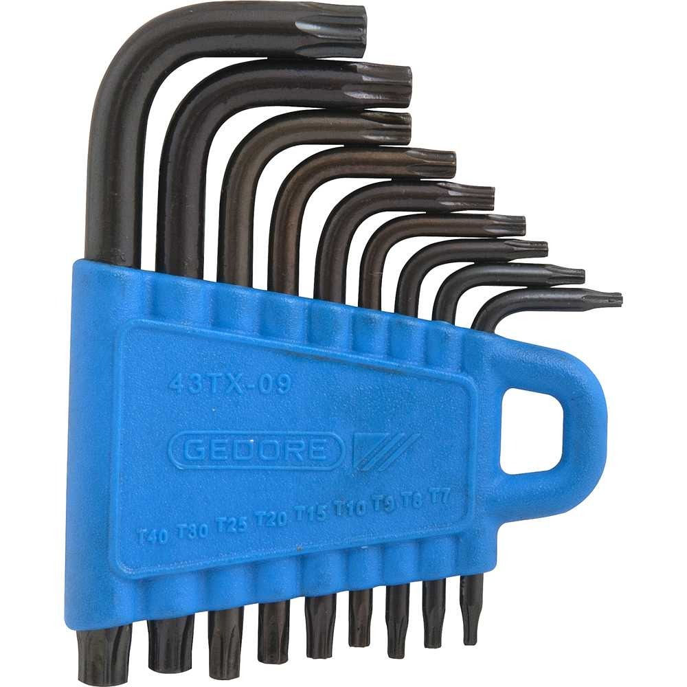 JOGO DE CHAVES HEXALOBULAR T7 A T40 TIPO L COM 9 PEÇAS 024.620 GEDORE