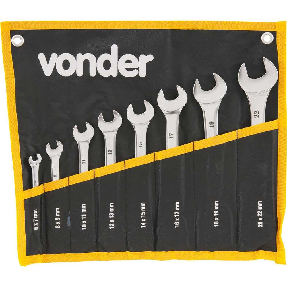 JOGO DE CHAVES FIXAS 6 MM A 22 MM CROMADAS VONDER